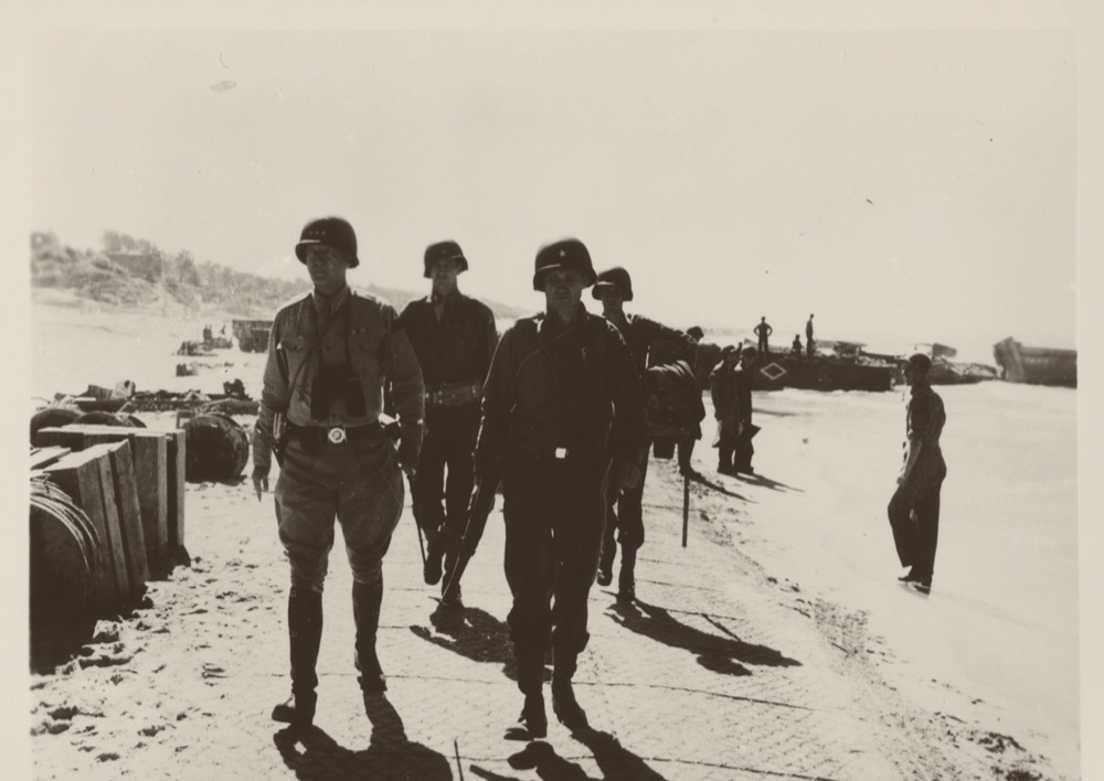 General Patton on a beach, Sicily, July 1943
